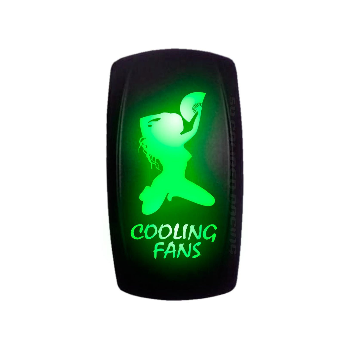 Green | Waterproof On/Off Rocker Switch Sexy Design "Cooling Fans" with Green LED Illumination