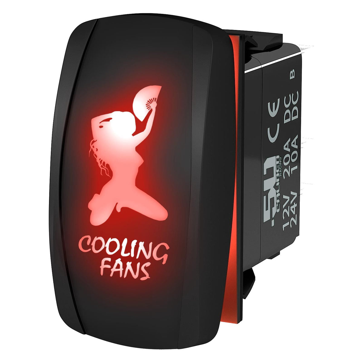 Red | Waterproof On/Off Rocker Switch Sexy Design "Cooling Fans" with Red LED Illumination