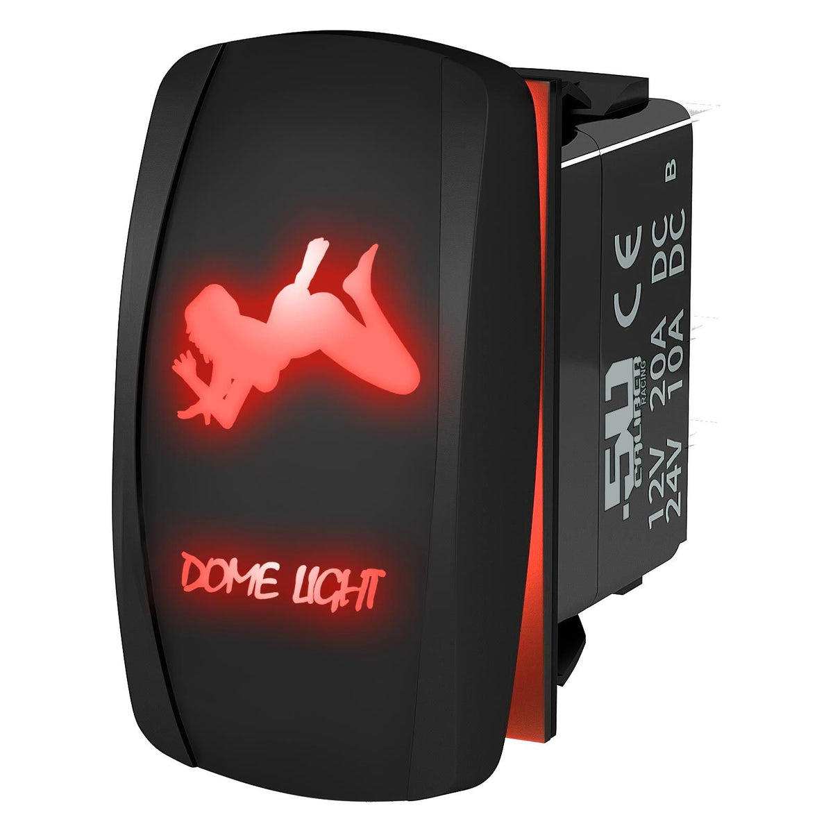 Red | Waterproof On/Off Rocker Switch Sexy Design "Dome Light" with Red LED Illumination