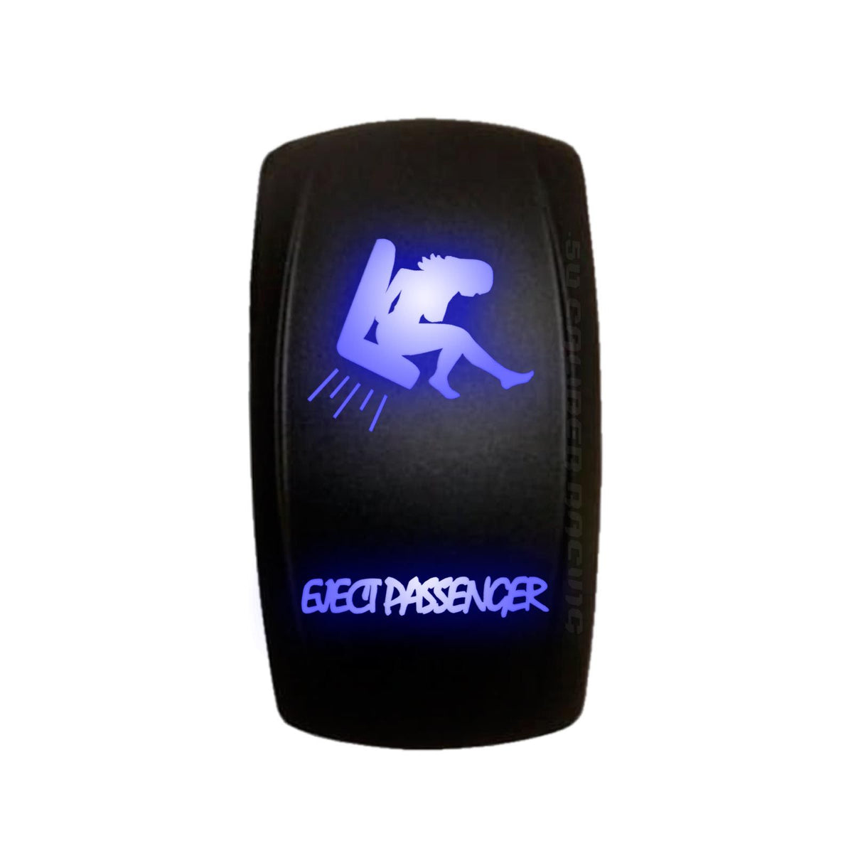 Blue | Waterproof on/off rocker switch “Eject Passenger” with blue LED backlighting – carling style 12v switch for utv dash and accesso