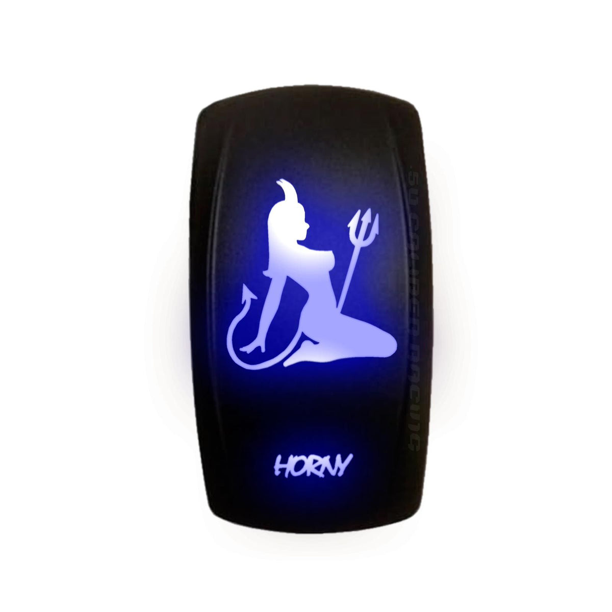 Blue | Waterproof momentary/off rocker switch “Horny” with blue LED backlighting – carling style 12v switch for utv dash and accessory