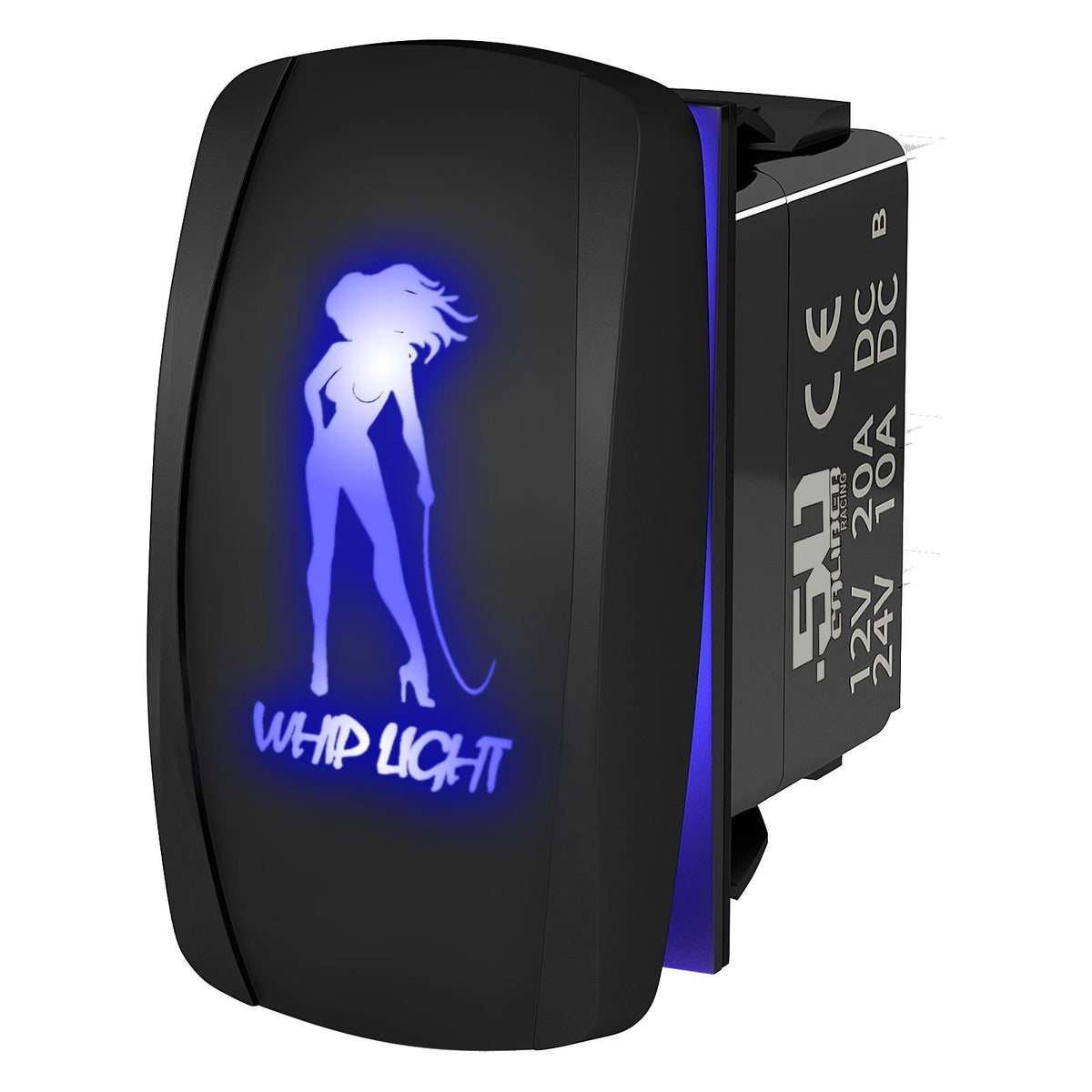 Blue | Waterproof On/Off Rocker Switch Sexy Design "Whip Light" with Blue LED Illumination