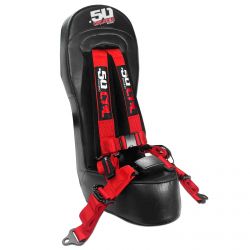 RZR PRO XP Bump Seat with Harness - Auto Style Push Button Buckle - Red Straps