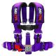 50 Caliber Racing 5 Point Safety Harness - 2" Wide Straps & Antisubmarine Crotch Strap - Purple Color