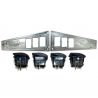 Polaris Ride Command 6 Switch Dash Panel Raw Silver 2 Piece Combo with 4 Free Waterproof Carling Illuminated 12V Switches