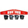 Polaris Ride Command 6 Switch Dash Panel Red 2 Piece Combo with 4 Free Waterproof Carling Illuminated 12V Switches