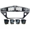 Polaris Ride Command 6 Switch Dash Panel Black 3 Piece Combo with 4 Free Waterproof Carling Illuminated 12V Switches