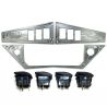Polaris Ride Command 6 Switch Dash Panel Raw Silver 3 Piece Combo with 4 Free Waterproof Carling Illuminated 12V Switches