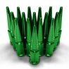 12x1.25mm Extended Spike Lug Nuts - Acorn Taper - 50 Caliber Racing - 16 Pack for 4 lug cars - Green