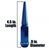 12x1.25mm Extended Spike Lug Nuts - Acorn Taper - 50 Caliber Racing - Blue