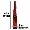 14x2.0 Extended Spike Lug Nuts - Acorn Taper - 50 Caliber Racing - Red