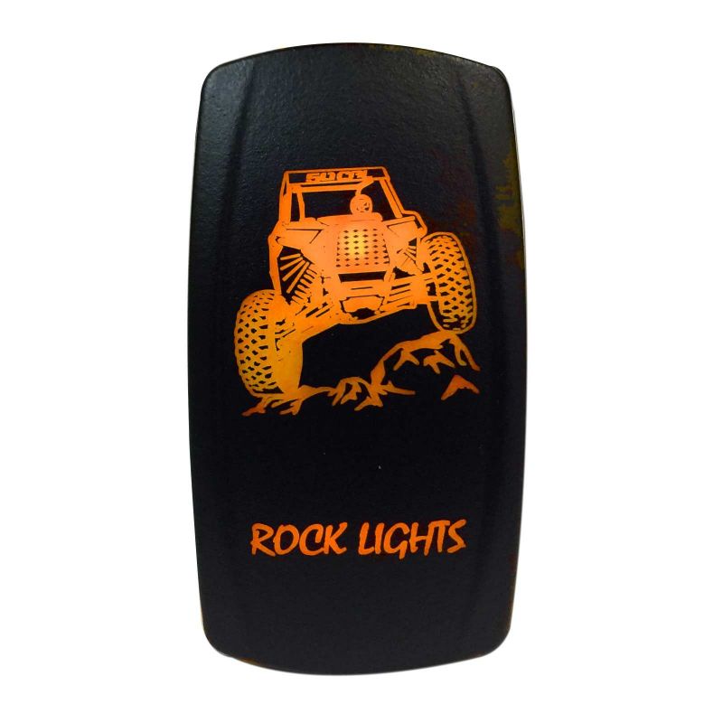 "Rock Lights" with RZR - On/Off Rocker Switch Laser Etched Design Waterproof with Orange LED Illumination