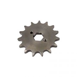 15 tooth sprocket fits a 428 chain and has a 17 mm inner shaft hole.