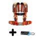 50 Caliber Racing Orange 2" 4 point Harness Seat Belt PLUS Bypass Override Plug
