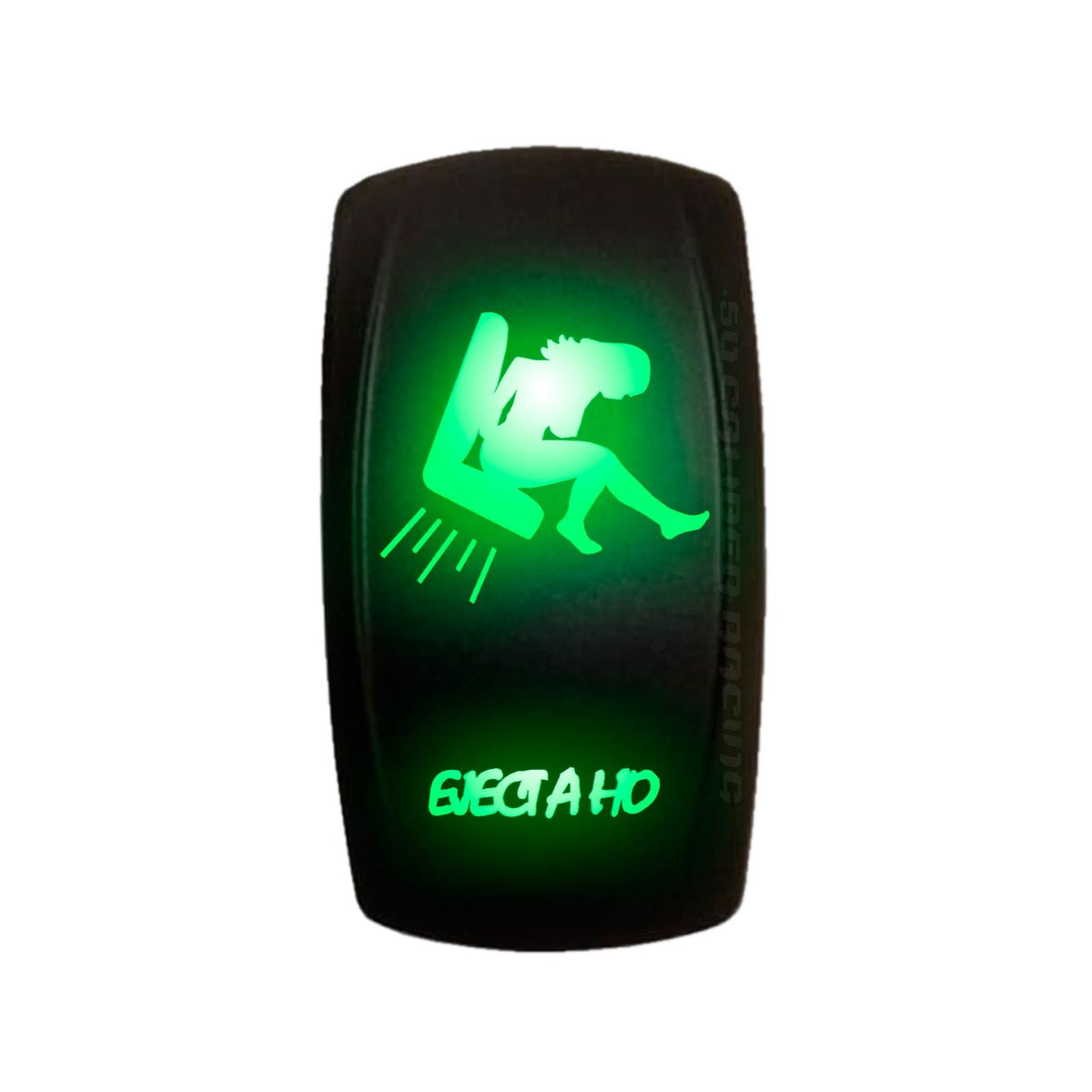 Green | Carling style rocker switch “Eject A Ho” sexy silhouette with green LED – waterproof 12v accessory switch for utv dash panels an