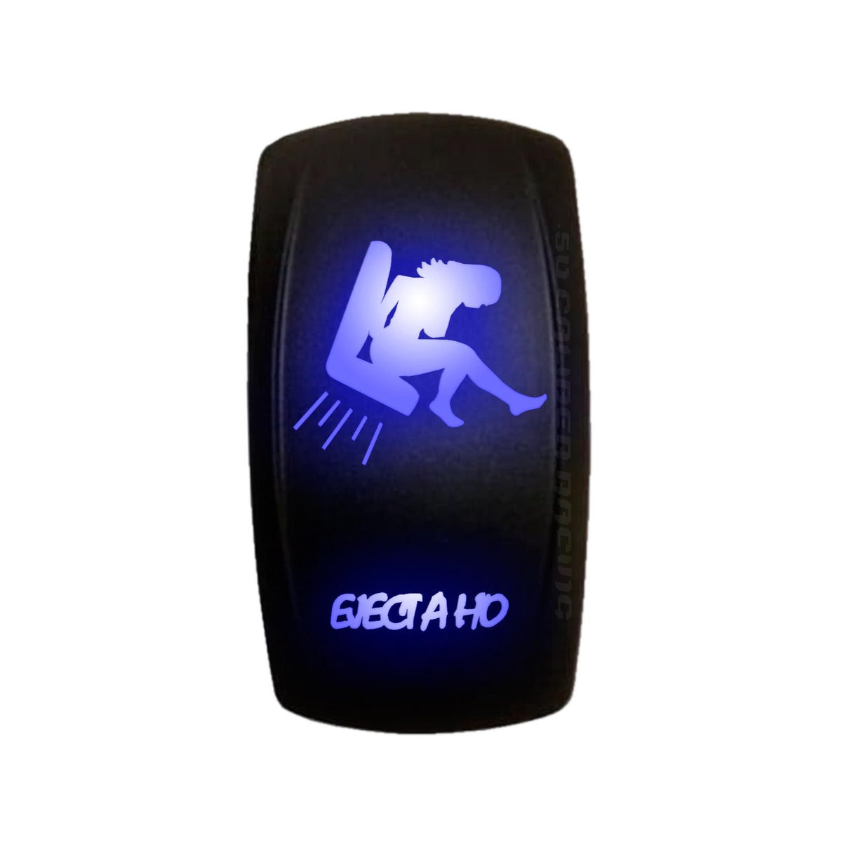 Blue | Waterproof on/off rocker switch “Eject A Ho” sexy silhouette with blue LED backlighting – carling style 12v switch for utv dash 