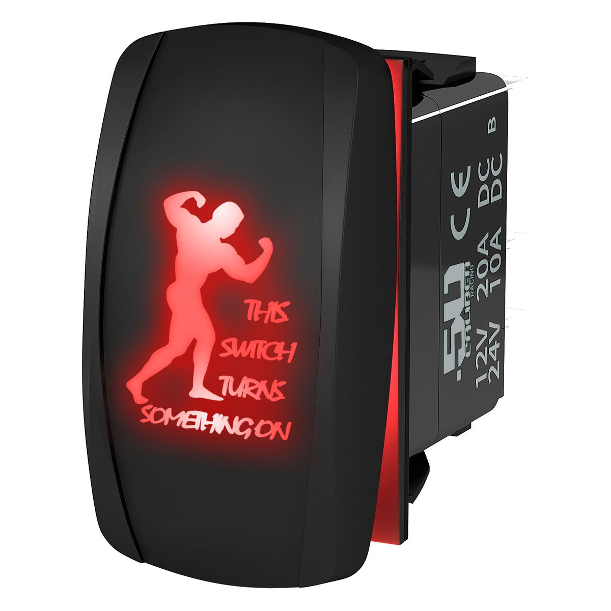 Red | "This Switch Turns Something On" Strongman On/Off Rocker Switch Waterproof