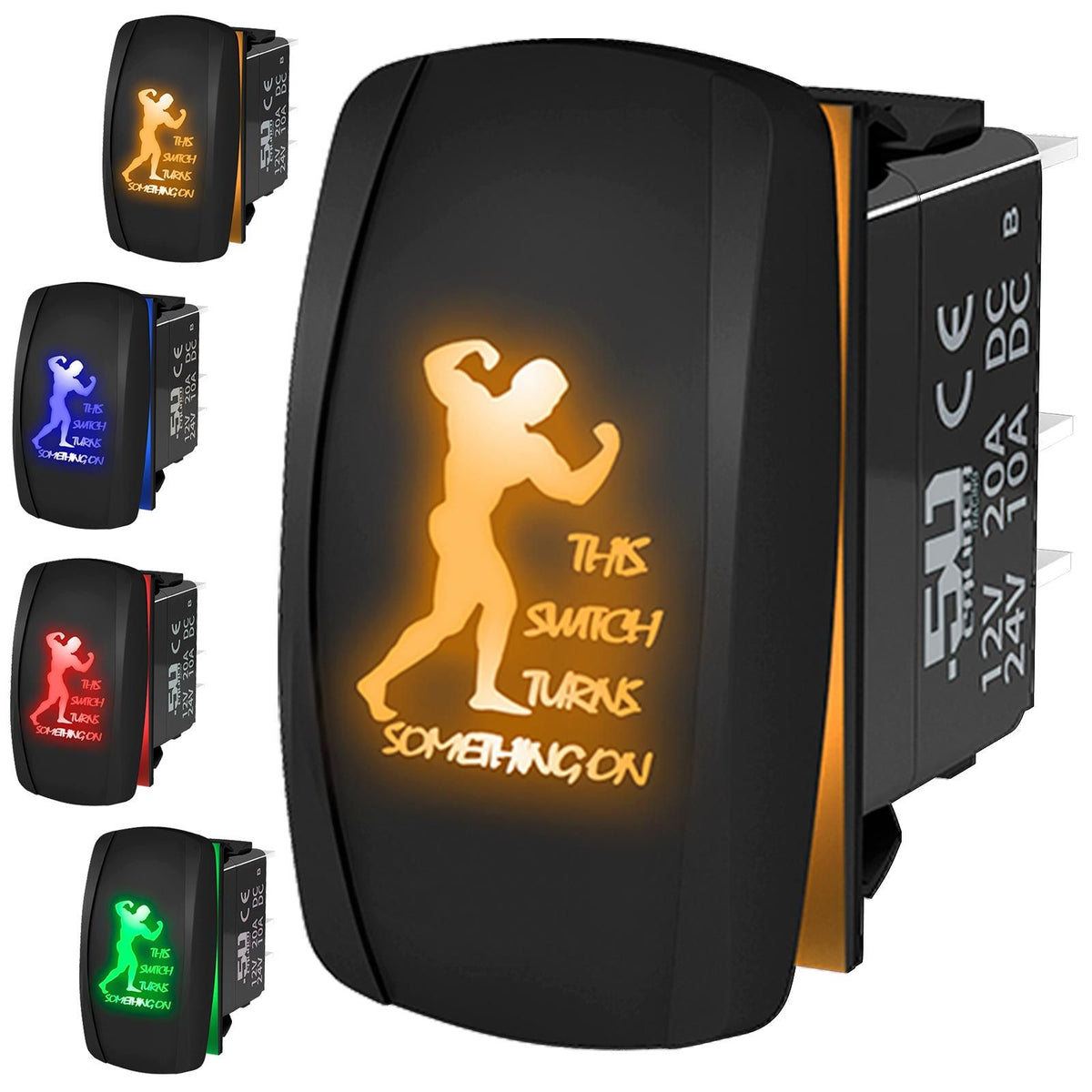 This Switch Turns Something On Buff Dude - 12V On/Off Rocker Switch Marine Grade | "This Switch Turns Something On" Strongman On/Off Rocker Switch Waterproof | Cover Image