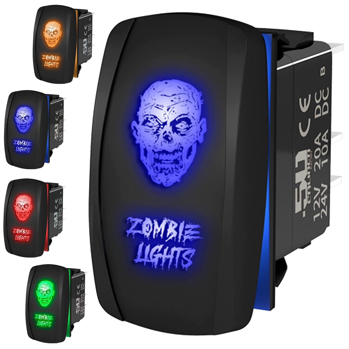 Zombie Lights Face - 12V On/Off Rocker Switch Marine Grade | "Zombie Lights" with Face On/Off  Rocker Switch Waterproof Marine Rated
