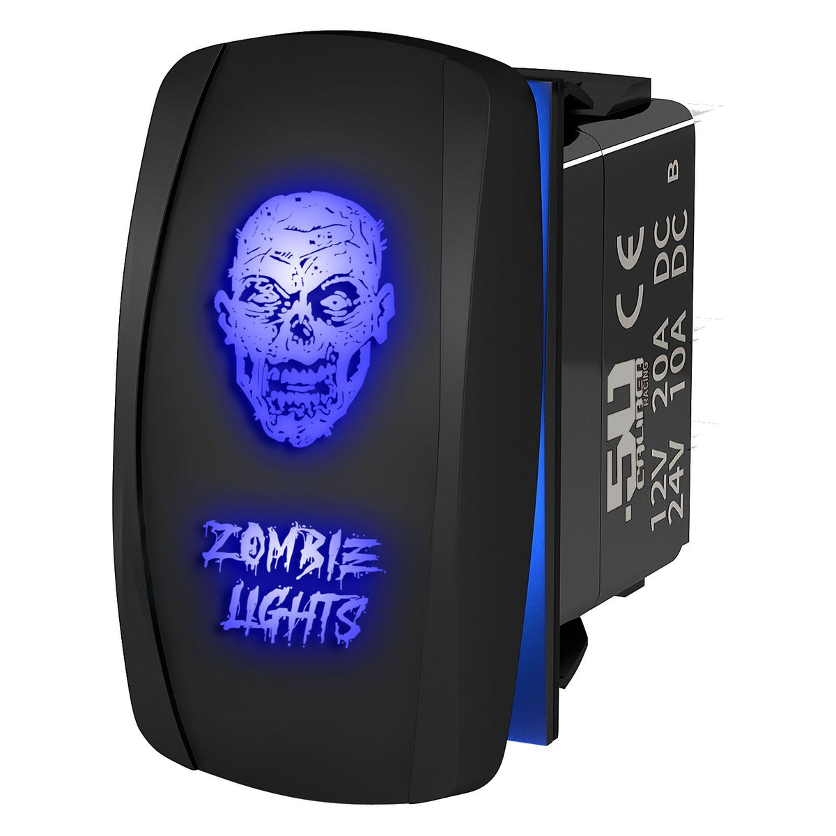 Blue | "Zombie Lights" with Face On/Off Rocker Switch Laser Etched Waterproof with Blue LED Illumination	