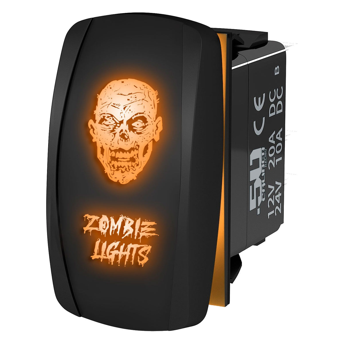 Orange | "Zombie Lights" with Face On/Off Rocker Switch Laser Etched Waterproof with Orange LED Illumination