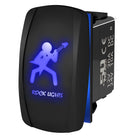 Blue | "Rock Lights" with Guitar Dude - On/Off Rocker Switch Laser Etched Waterproof with Blue LED Illumination	