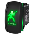 Rock Lights Guitar - 12V On/Off Rocker Switch Marine Grade | "Rock Lights" with Guitar Dude - On/Off Rocker Switch Laser Etched Waterproof with Green LED Illumination	