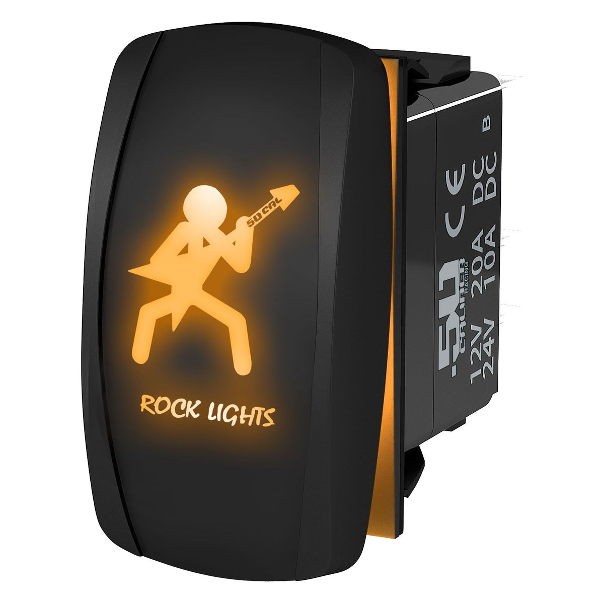 Orange | "Rock Lights" with Guitar Dude - On/Off Rocker Switch Laser Etched Waterproof with Orange LED Illumination	