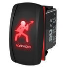 Red | "Rock Lights" with Guitar Dude - On/Off Rocker Switch Laser Etched Waterproof with Red LED Illumination	