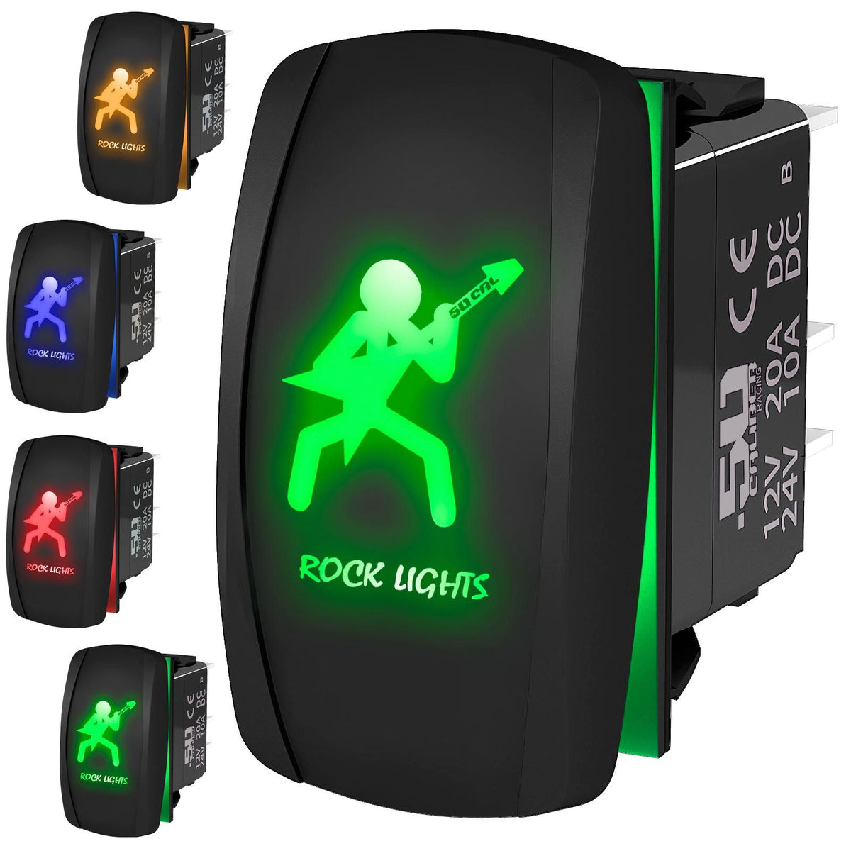 Rock Lights Guitar - 12V On/Off Rocker Switch Marine Grade | "Rock Lights" Guitar Guy On/Off Rocker Switch Waterproof Marine Rated	