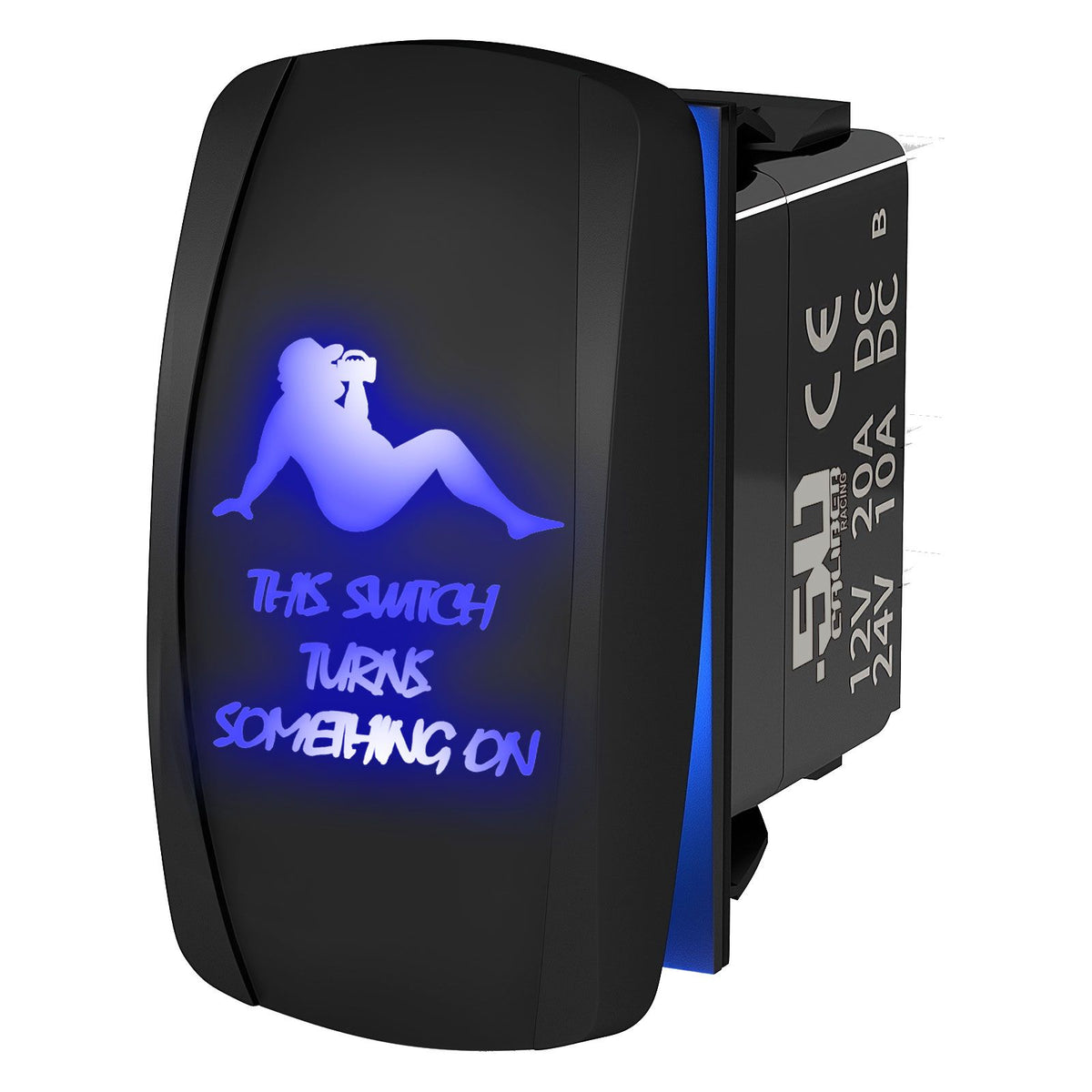 Blue | "This Switch Turns Something On" On/Off Rocker Switch Dad Bod Design Waterproof with Blue LED Illumination	