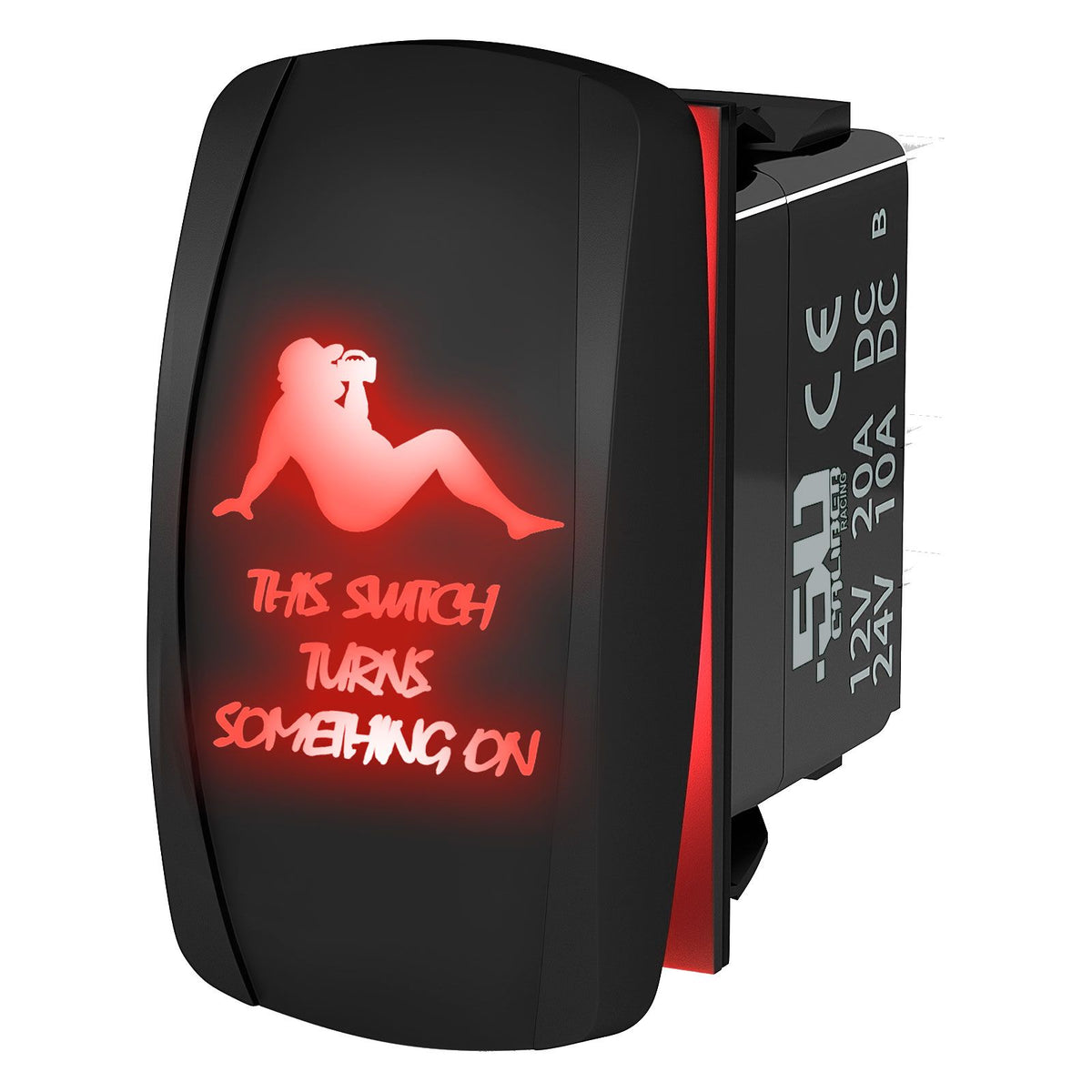 Red | "This Switch Turns Something On" On/Off Rocker Switch Dad Bod Design Waterproof with Red LED Illumination	