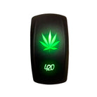 Green | "420 Leaf" On/Off Rocker Switch Laser Etched Design Waterproof with Green LED Illumination