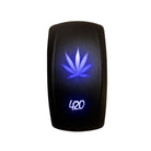 Blue | "420 Leaf" On/Off Rocker Switch Laser Etched Design Waterproof with Blue LED Illumination