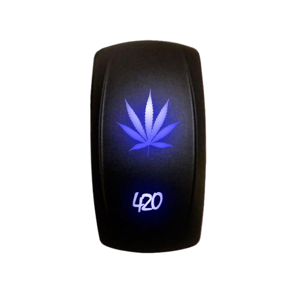 Blue | "420 Leaf" On/Off Rocker Switch Laser Etched Design Waterproof with Blue LED Illumination