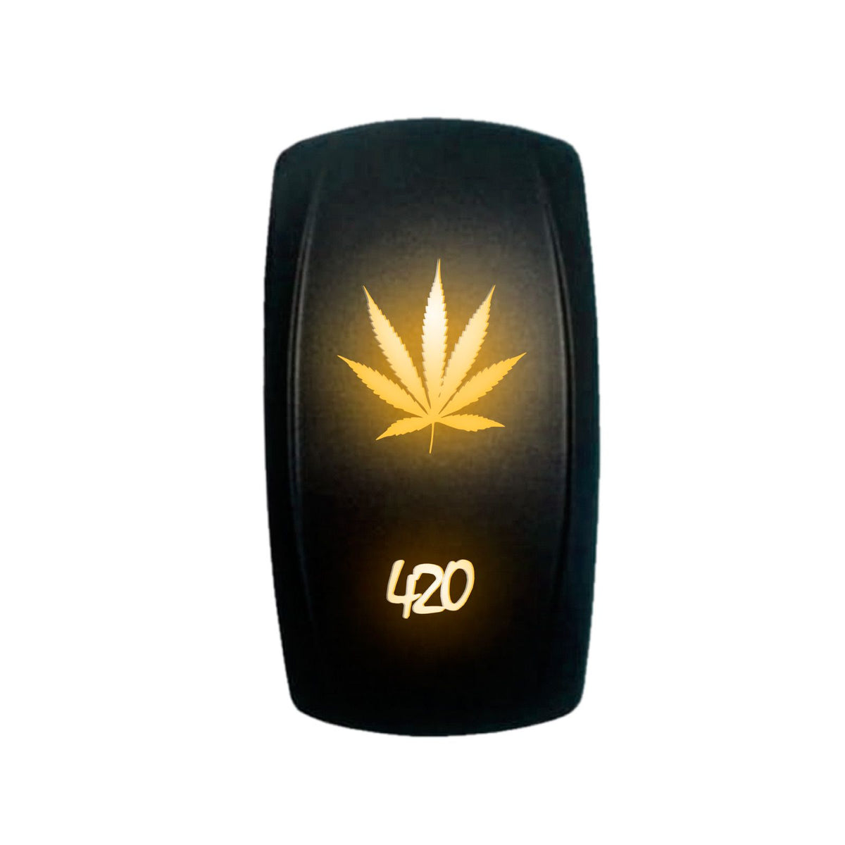 420 - 12V On/Off Rocker Switch Marine Grade | "420 Leaf" On/Off Rocker Switch Laser Etched Design Waterproof with Orange LED Illumination	