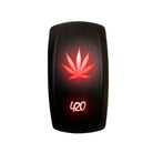 Red | "420 Leaf" On/Off Rocker Switch Laser Etched Design Waterproof with Red LED Illumination	