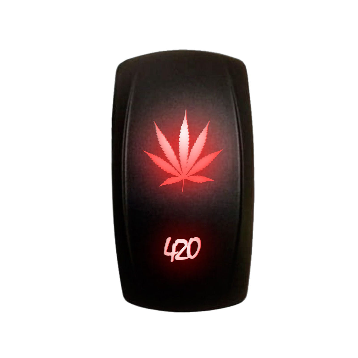 Red | "420 Leaf" On/Off Rocker Switch Laser Etched Design Waterproof with Red LED Illumination	