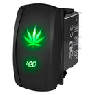Green | "420 Leaf" On/Off Rocker Switch Laser Etched Design Waterproof with Green LED Illumination