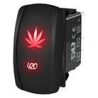 Red | "420 Leaf" On/Off Rocker Switch Laser Etched Design Waterproof with Red LED Illumination	