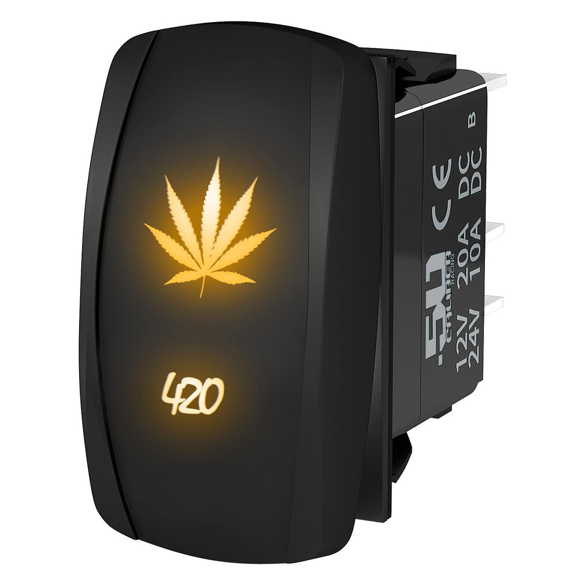 Orange | "420 Leaf" On/Off Rocker Switch Laser Etched Design Waterproof with Orange LED Illumination	