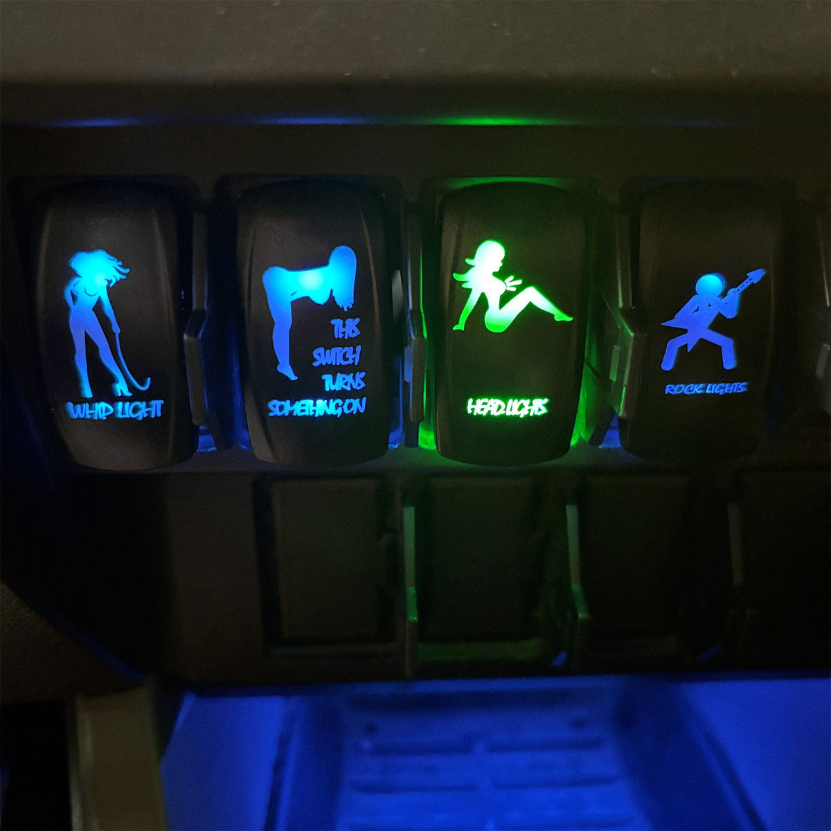 This Switch Turns Something On Buff Dude - 12V On/Off Rocker Switch Marine Grade | "This Switch Turns Something On" Strongman On/Off Rocker Switch Waterproof