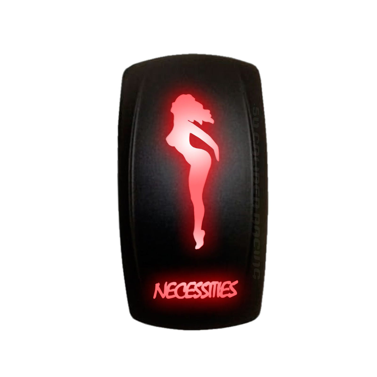 Red | “Necessities” rocker switch with red LED illumination – waterproof carling style switch for utv, atv, and marine 12v systems