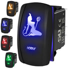Horny - 12V Momentary/Off Rocker Switch - Sexy Design | “Horny” waterproof momentary/off rocker switch – marine grade carling style design available in multiple LED colors