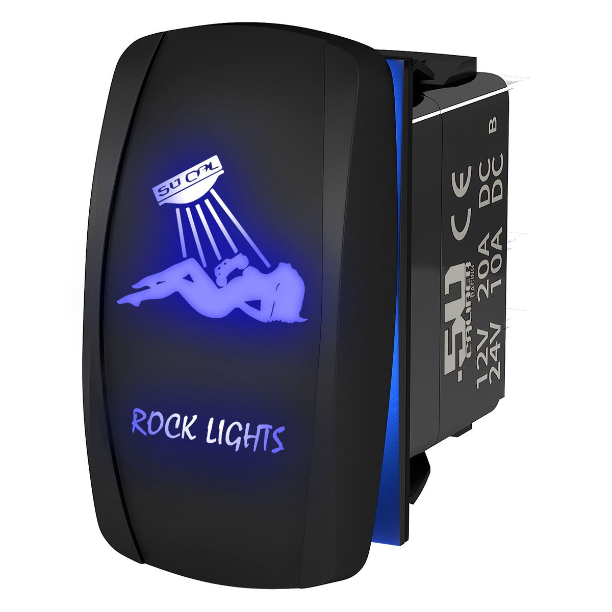 Blue | "Rock Lights" - Sexy Girl On/Off Rocker Switch Laser Etched Design Waterproof with Blue LED Illumination	
