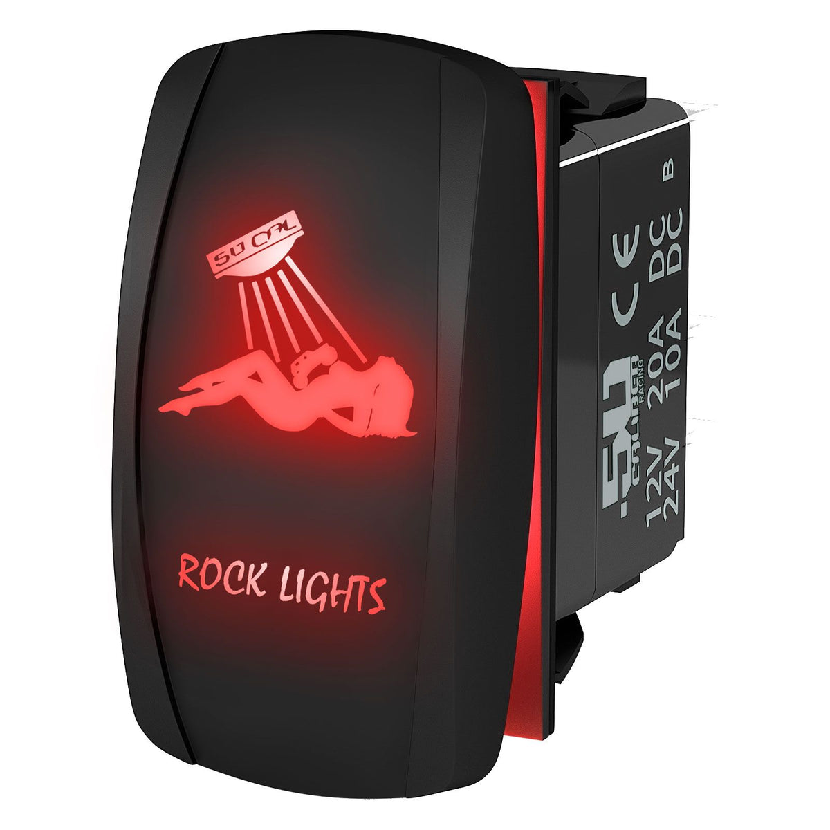 Red | "Rock Lights" - Sexy Girl On/Off Rocker Switch Laser Etched Design Waterproof with Red LED Illumination	