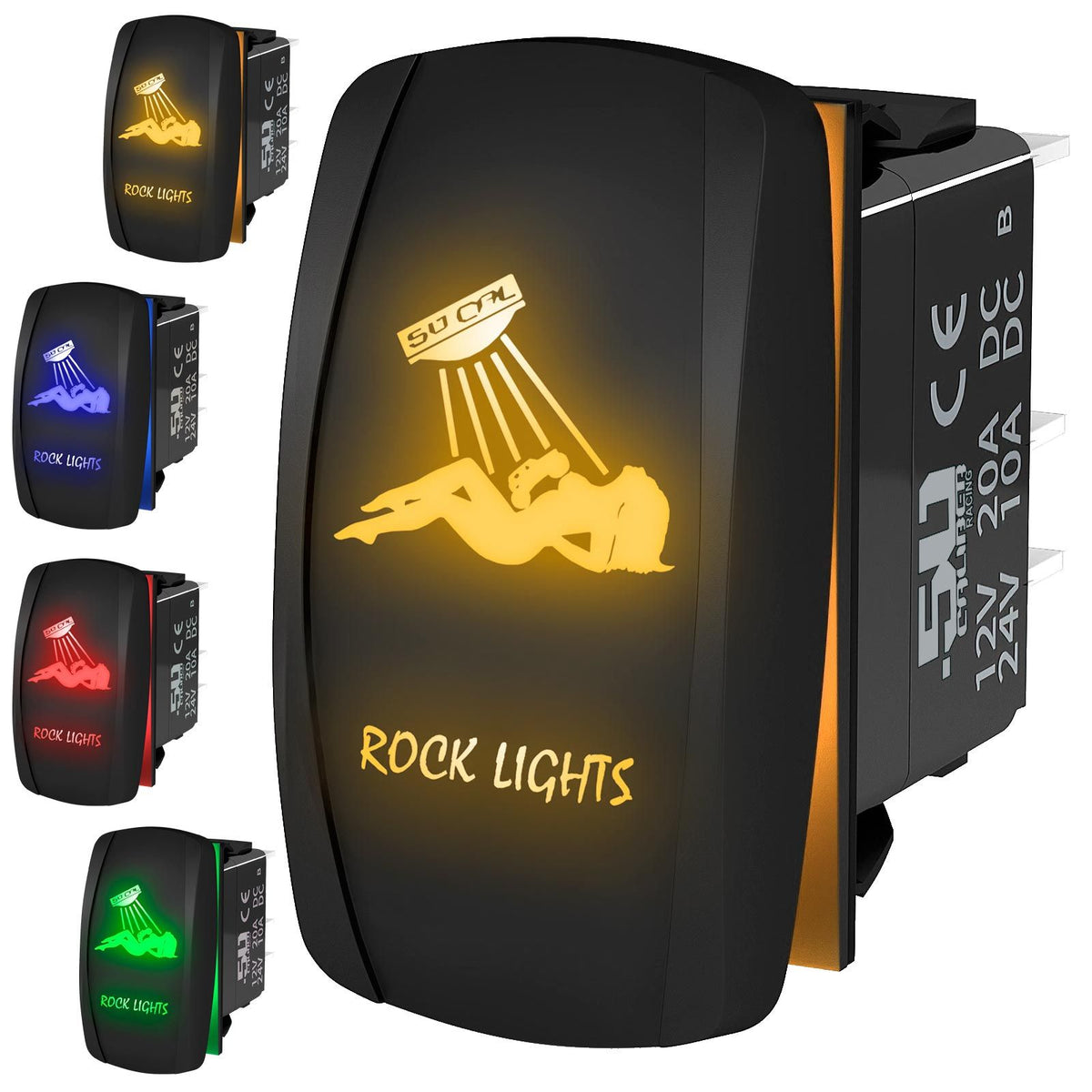 Rock Lights Girl - 12V On/Off Rocker Switch Marine Grade | "Rock Lights" - Sexy Girl On/Off Rocker Switch Laser Etched Design Waterproof with LED Illumination	