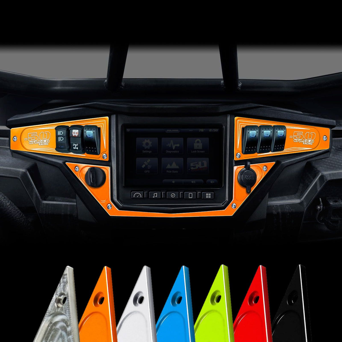 RZR Billet Dash Switch Panels Ride Command | Polaris Ride Command Dash Panels Available in Many Colors