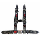 Carbon Camo | 50 Caliber Racing Camo 4-Point Harness – 3" straps with latch-style quick release laid out flat