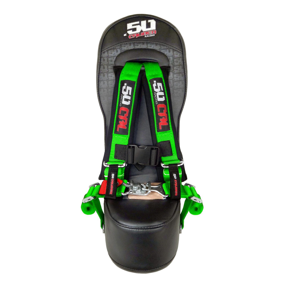 Venom Green | Polaris General Rear Bump Seat with Racing Latch Style Harness - Green Straps